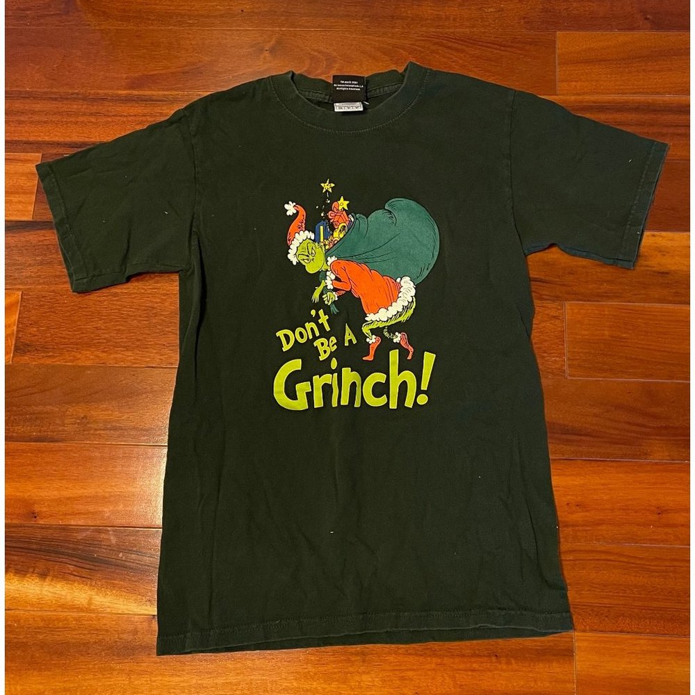 Tee Shirt Dr Suess Don't Be a Grinch Green Short Sleeve Christmas Childs Small